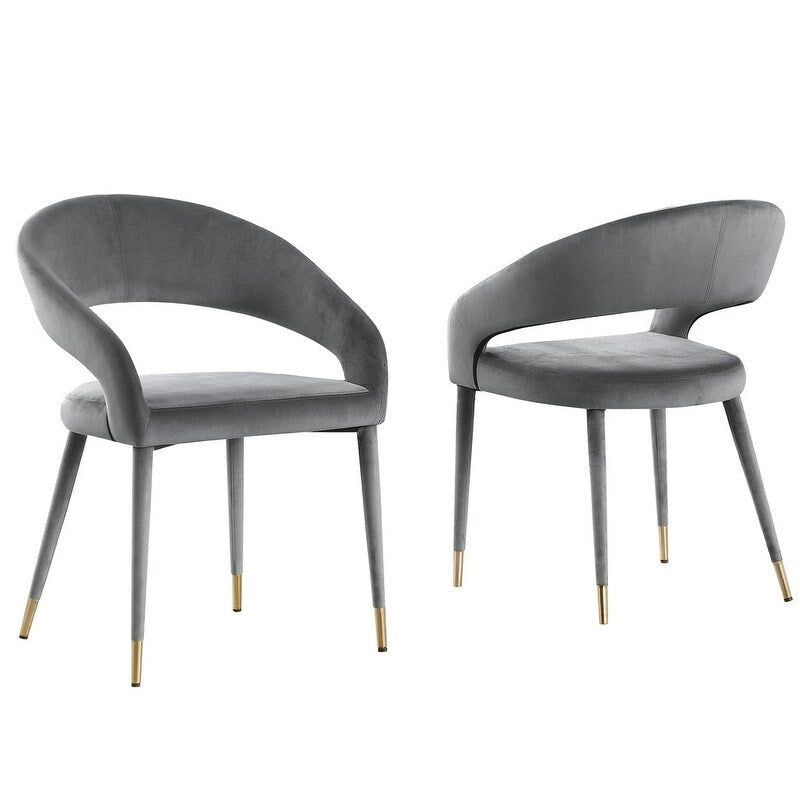 Chaise de salle à manger contemporaine en similicuir avec accent doré (lot de 2)