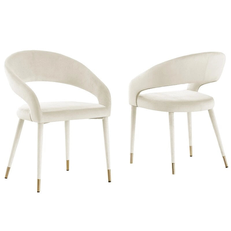 Chaise de salle à manger contemporaine en similicuir avec accent doré (lot de 2)