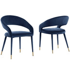 Chaise de salle à manger contemporaine en similicuir avec accent doré (lot de 2)