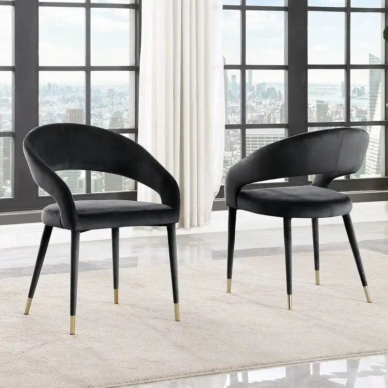  Ellis Contemporary Faux Leather Upholstered Dining Chair with Gold Accent (Set of 2)