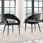  Ellis Contemporary Faux Leather Upholstered Dining Chair with Gold Accent (Set of 2)