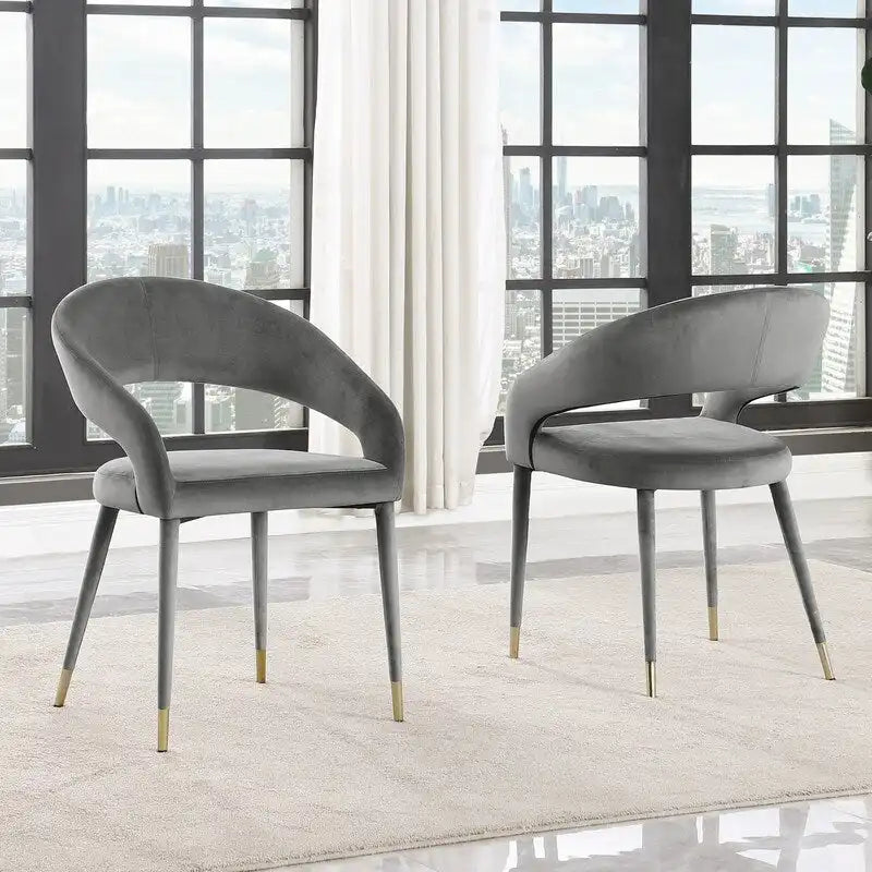Chaise de salle à manger contemporaine en similicuir avec accent doré (lot de 2)