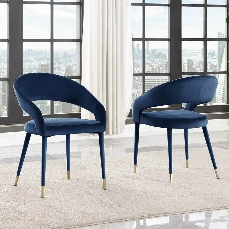 Chaise de salle à manger contemporaine en similicuir avec accent doré (lot de 2)