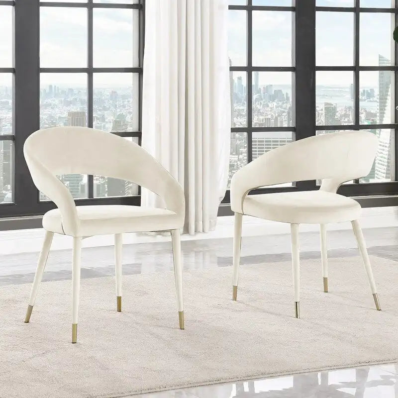 Chaise de salle à manger contemporaine en similicuir avec accent doré (lot de 2)