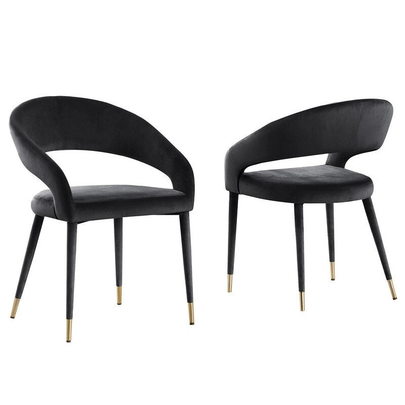 Chaise de salle à manger contemporaine en similicuir avec accent doré (lot de 2)