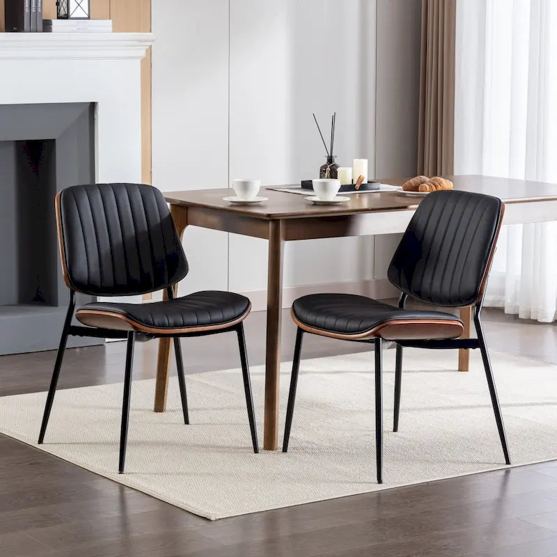 Lot de 2 chaises en similicuir avec pieds en métal