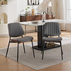 Lot de 2 chaises en similicuir avec pieds en métal