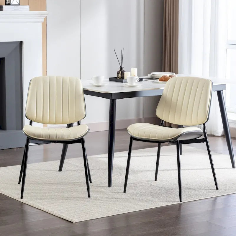 Lot de 2 chaises en similicuir avec pieds en métal