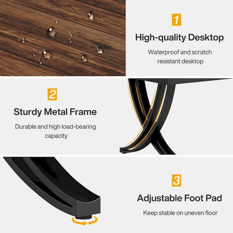 Table de salle à manger/de cuisine rectangulaire très longue de 198 cm pour 6-8 personnes