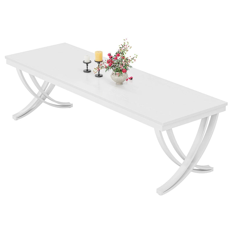 Table de salle à manger/de cuisine rectangulaire très longue de 198 cm pour 6-8 personnes