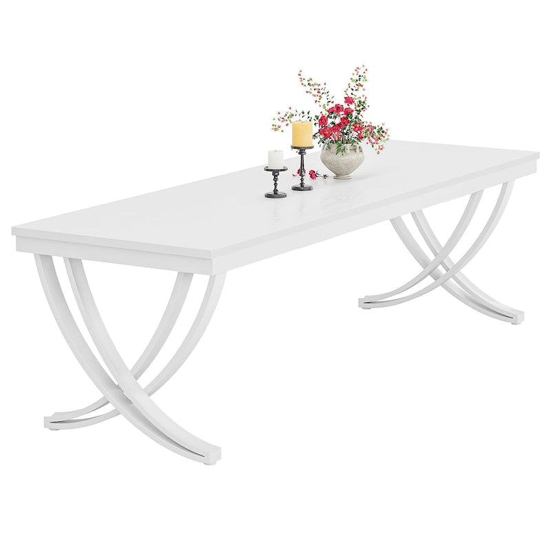 Table de salle à manger/de cuisine rectangulaire très longue de 198 cm pour 6-8 personnes