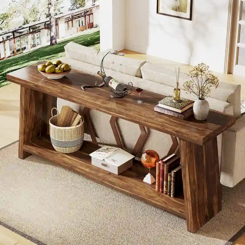 Table console de canapé de 180 cm avec rangement pour entrée et salon