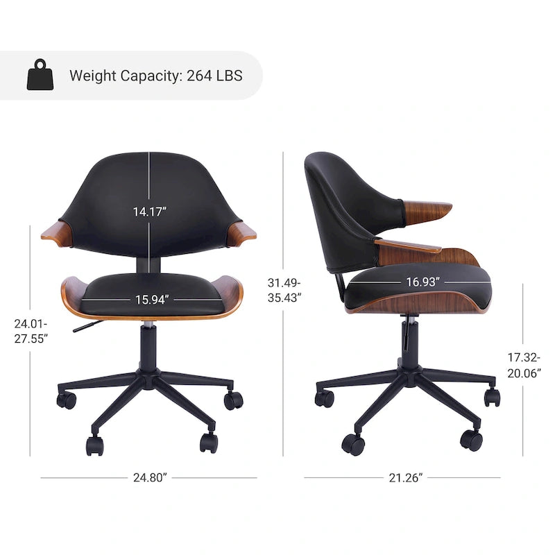 Chaise de bureau réglable à roulettes