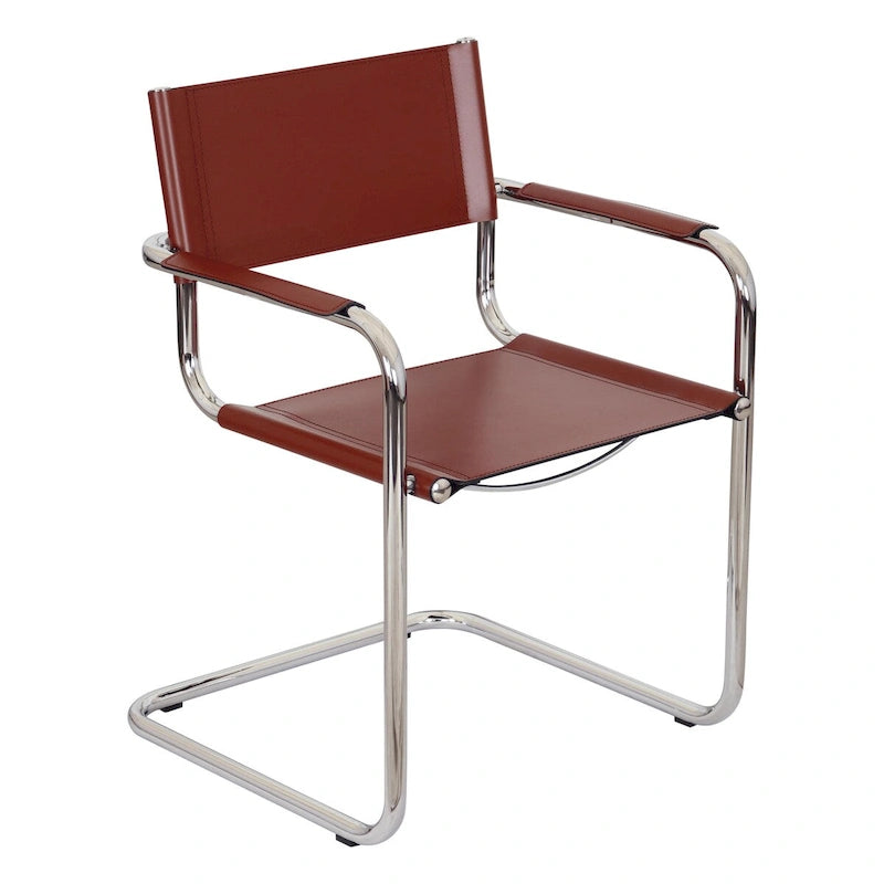 Fauteuil cantilever avec structure chromée (divers coloris de cuir reconstitué)