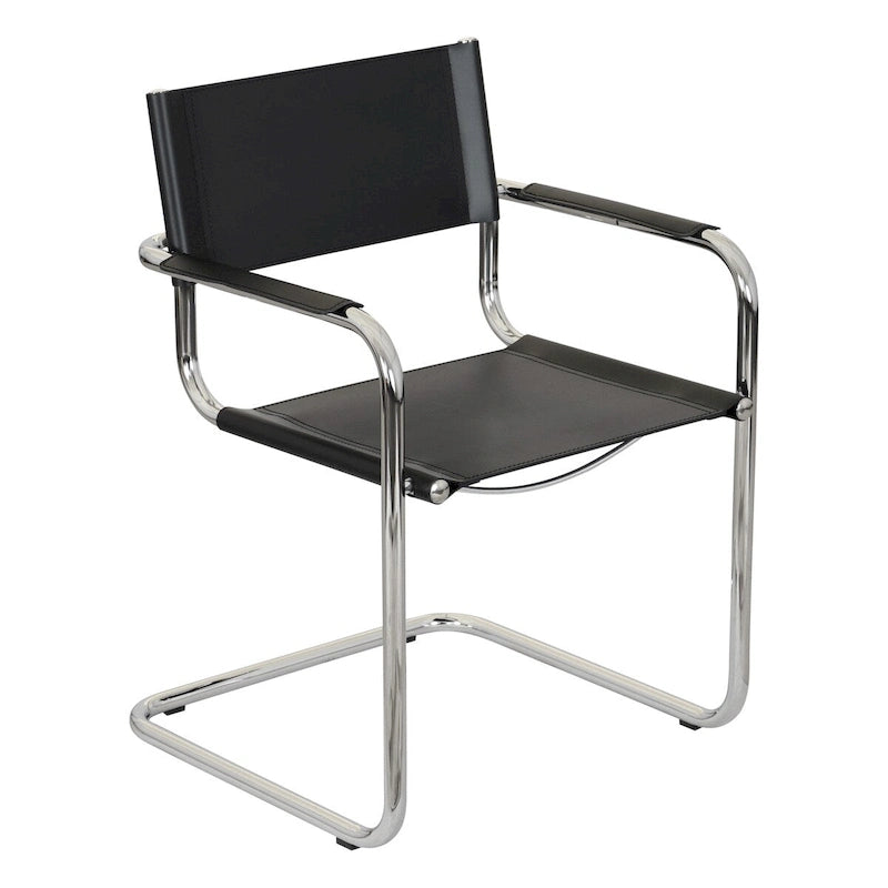 Fauteuil cantilever avec structure chromée (divers coloris de cuir reconstitué)