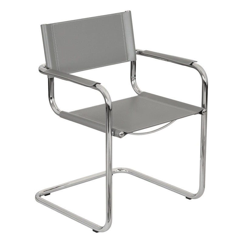 Fauteuil cantilever avec structure chromée (divers coloris de cuir reconstitué)