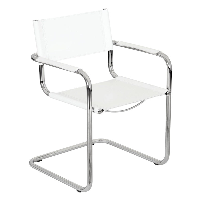 Fauteuil cantilever avec structure chromée (divers coloris de cuir reconstitué)