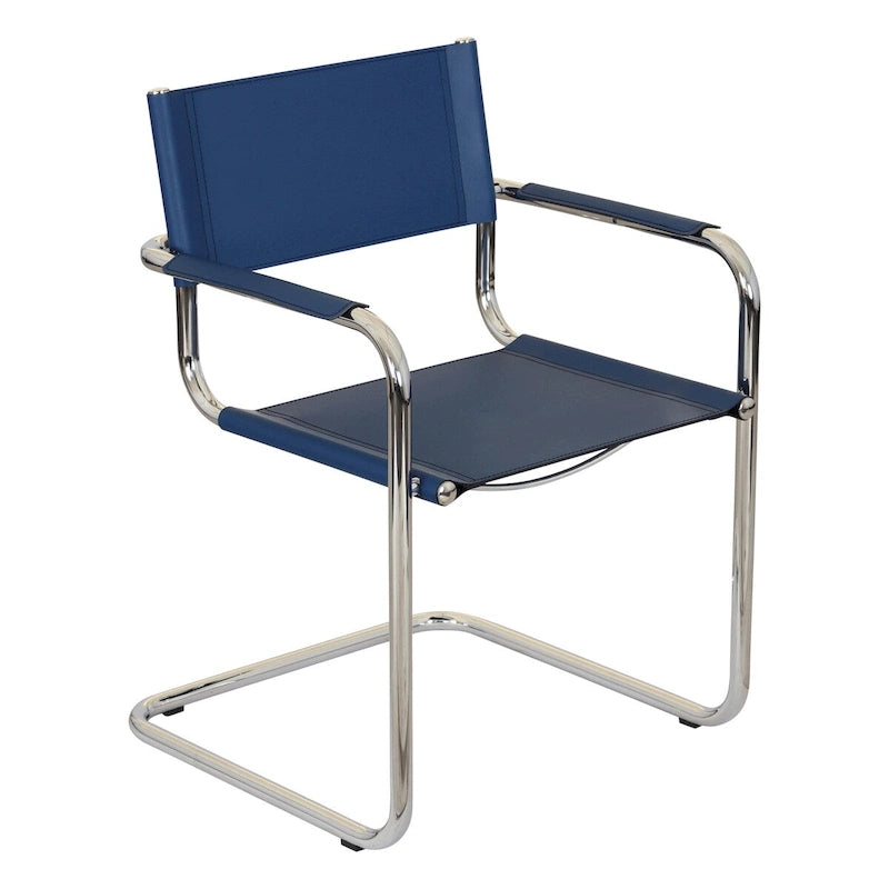 Fauteuil cantilever avec structure chromée (divers coloris de cuir reconstitué)