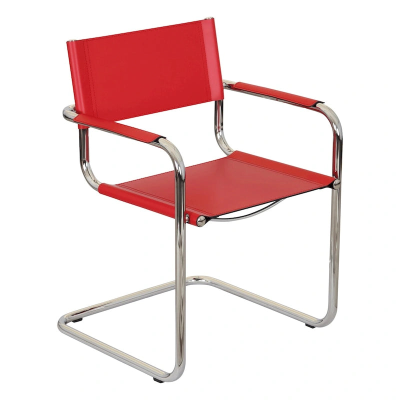Fauteuil cantilever avec structure chromée (divers coloris de cuir reconstitué)