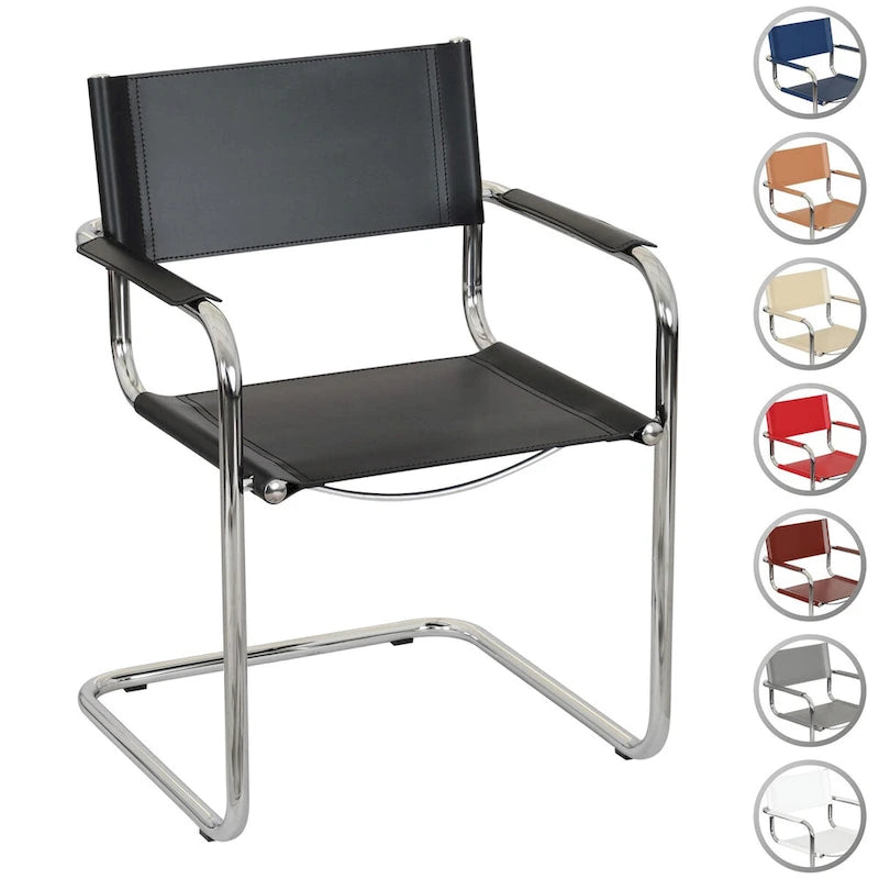  Mart Stam Cantilever Armchair Arm Chair w/ Chrome Frame (Various Bonded Leather Colors)