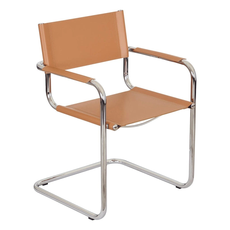 Fauteuil cantilever avec structure chromée (divers coloris de cuir reconstitué)