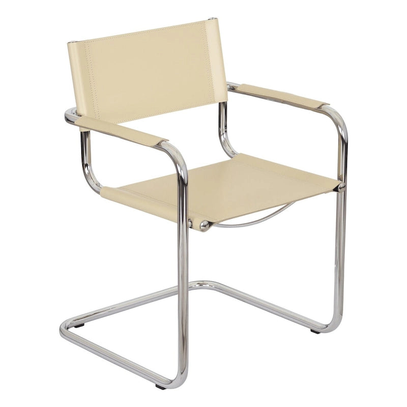Fauteuil cantilever avec structure chromée (divers coloris de cuir reconstitué)