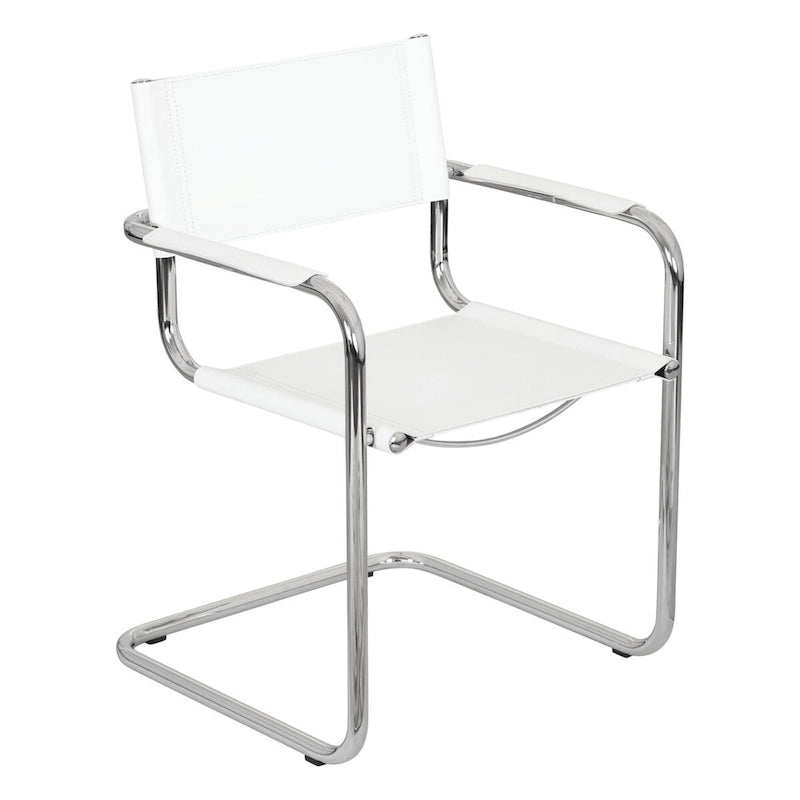 Fauteuil cantilever avec structure chromée (divers coloris de cuir reconstitué)
