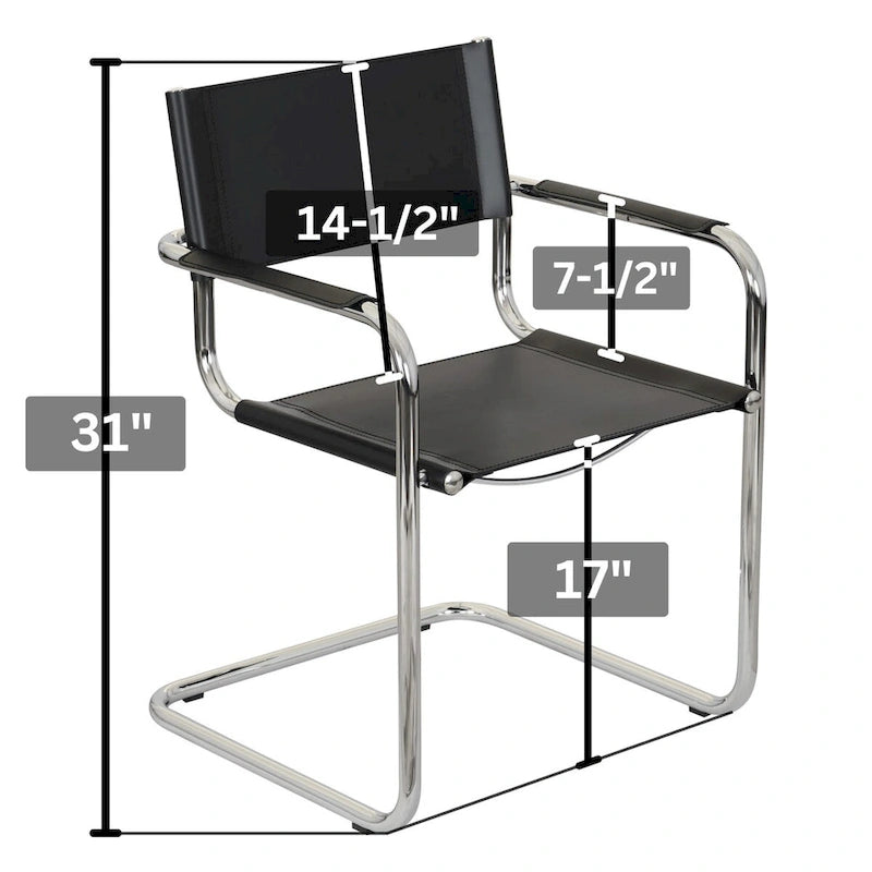 Fauteuil cantilever avec structure chromée (divers coloris de cuir reconstitué)