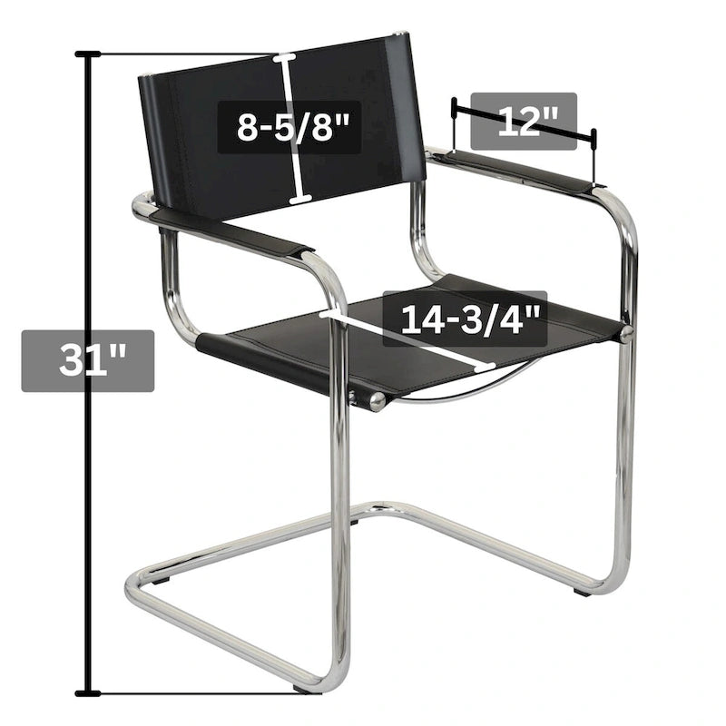 Fauteuil cantilever avec structure chromée (divers coloris de cuir reconstitué)