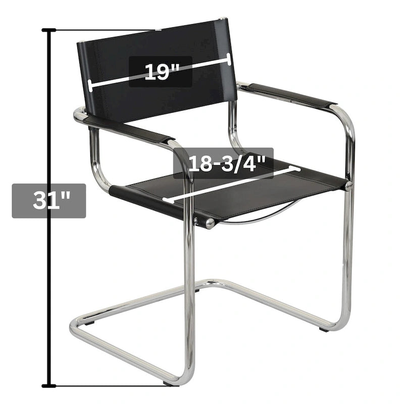Fauteuil cantilever avec structure chromée (divers coloris de cuir reconstitué)