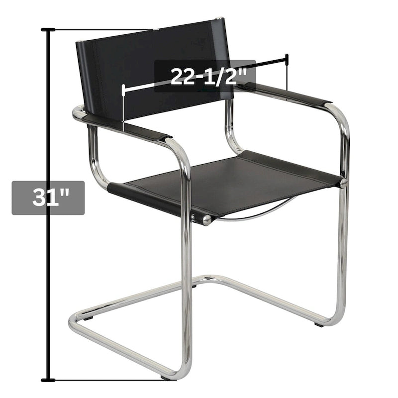 Fauteuil cantilever avec structure chromée (divers coloris de cuir reconstitué)