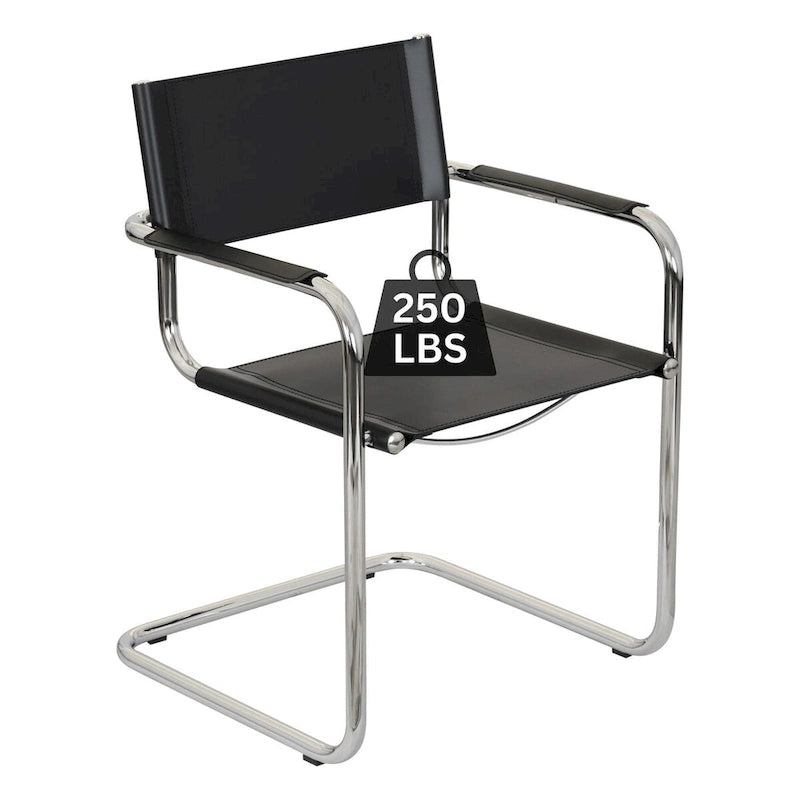 Fauteuil cantilever avec structure chromée (divers coloris de cuir reconstitué)