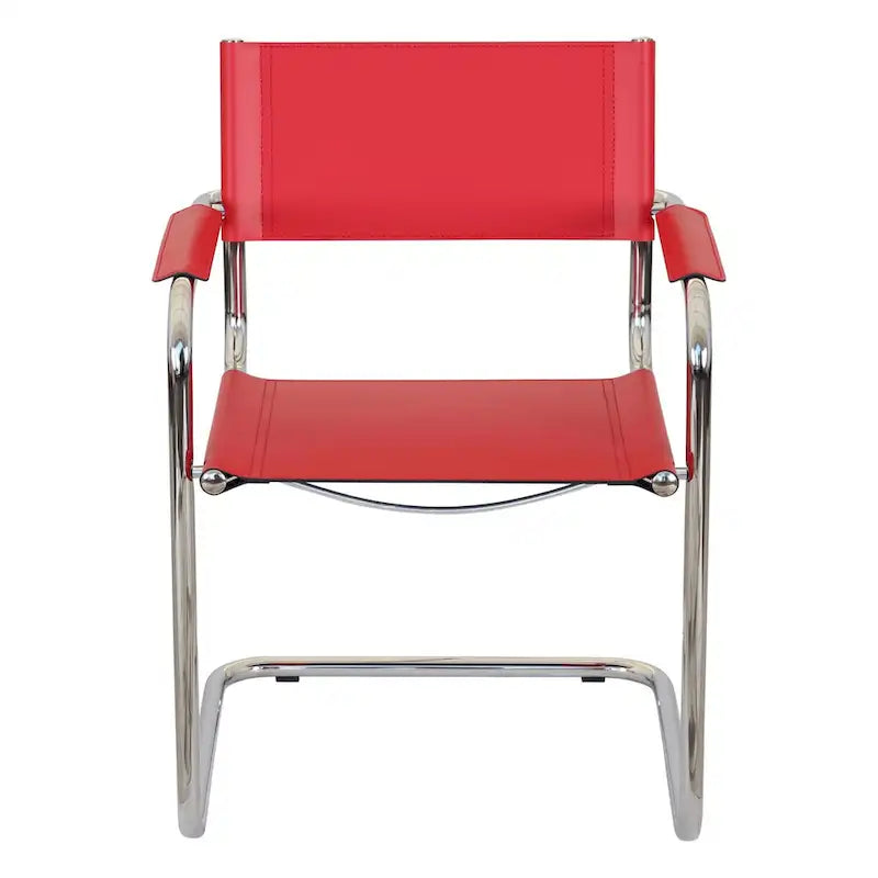 Fauteuil cantilever avec structure chromée (divers coloris de cuir reconstitué)