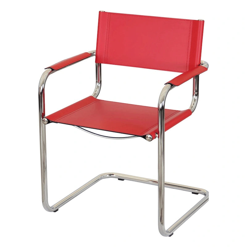 Fauteuil cantilever avec structure chromée (divers coloris de cuir reconstitué)