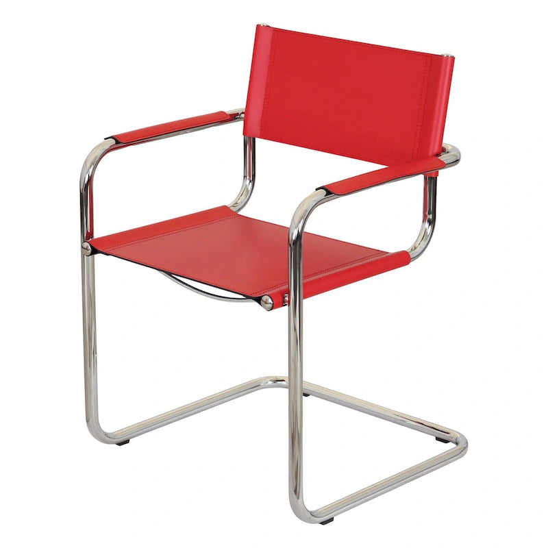 Fauteuil cantilever avec structure chromée (divers coloris de cuir reconstitué)