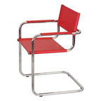Fauteuil cantilever avec structure chromée (divers coloris de cuir reconstitué)