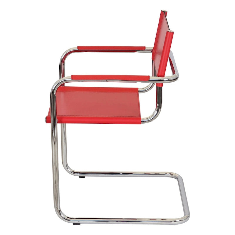 Fauteuil cantilever avec structure chromée (divers coloris de cuir reconstitué)