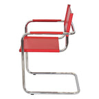 Fauteuil cantilever avec structure chromée (divers coloris de cuir reconstitué)