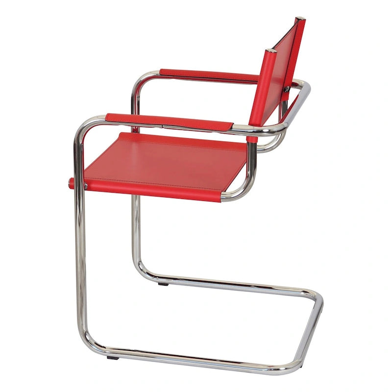Fauteuil cantilever avec structure chromée (divers coloris de cuir reconstitué)