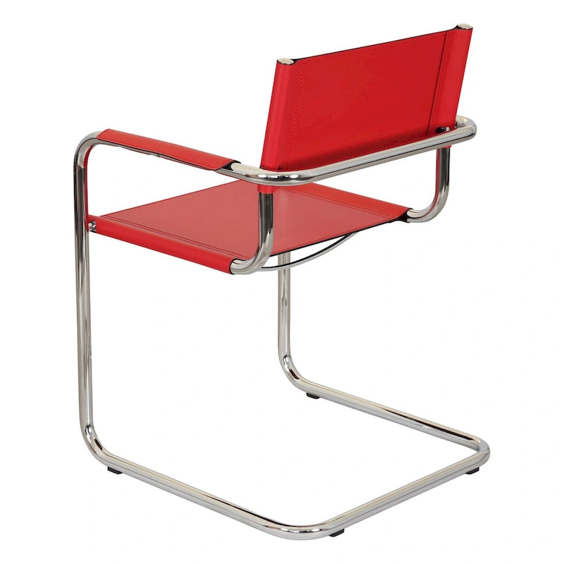 Fauteuil cantilever avec structure chromée (divers coloris de cuir reconstitué)