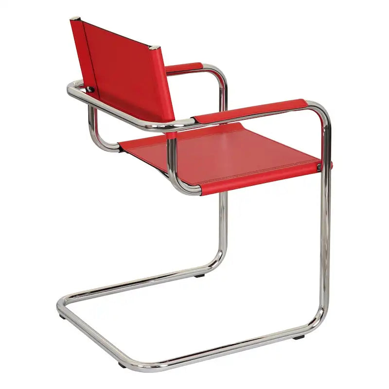 Fauteuil cantilever avec structure chromée (divers coloris de cuir reconstitué)