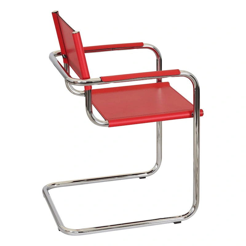 Fauteuil cantilever avec structure chromée (divers coloris de cuir reconstitué)