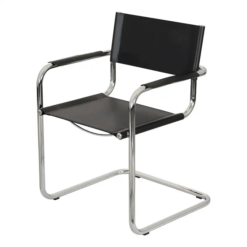 Fauteuil cantilever avec structure chromée (divers coloris de cuir reconstitué)
