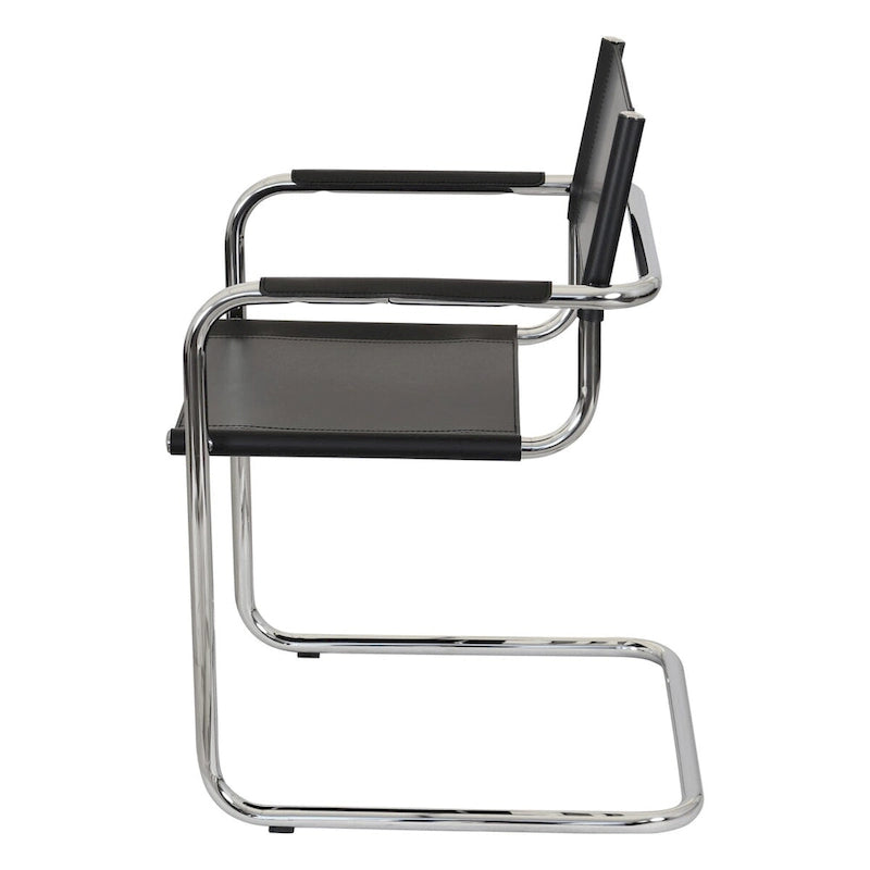 Fauteuil cantilever avec structure chromée (divers coloris de cuir reconstitué)