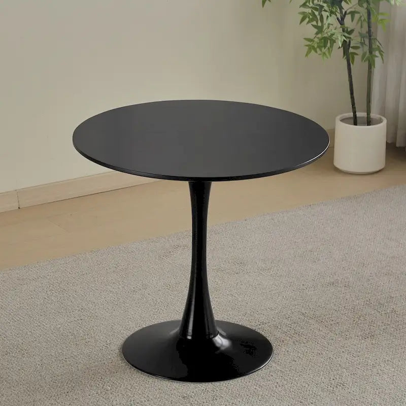 Table à manger ronde Table de cuisine moderne de 80 cm, design tulipe avec pied, table décontractée médiévale pour 2 à 4 personnes