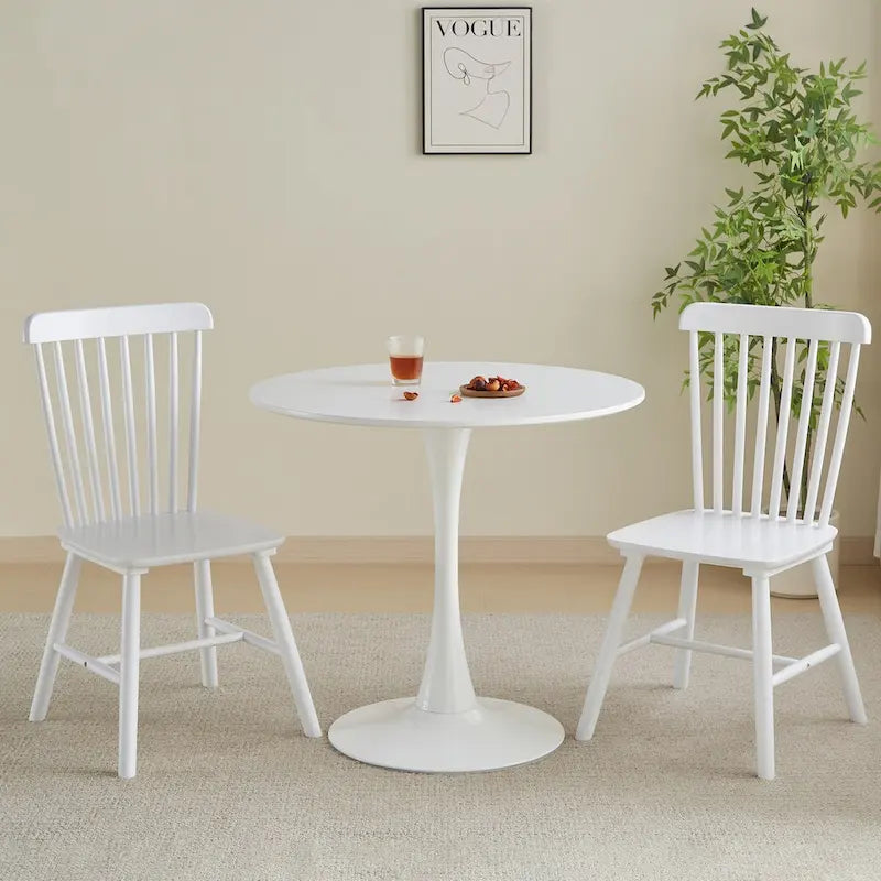 Table à manger ronde Table de cuisine moderne de 80 cm, design tulipe avec pied, table décontractée médiévale pour 2 à 4 personnes