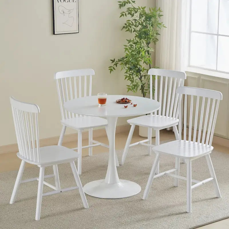 Table à manger ronde Table de cuisine moderne de 80 cm, design tulipe avec pied, table décontractée médiévale pour 2 à 4 personnes
