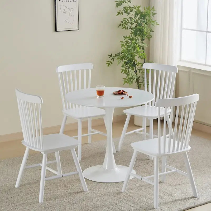 Table à manger ronde Table de cuisine moderne de 80 cm, design tulipe avec pied, table décontractée médiévale pour 2 à 4 personnes