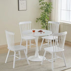 Table à manger ronde Table de cuisine moderne de 80 cm, design tulipe avec pied, table décontractée médiévale pour 2 à 4 personnes