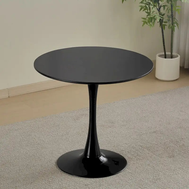 Table à manger ronde Table de cuisine moderne de 80 cm, design tulipe avec pied, table décontractée médiévale pour 2 à 4 personnes